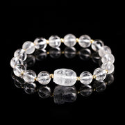 Buddha Stones Various Crystal PIXIU Pink Crystal Warmth Bracelet Bracelet BS White Crystal(Wrist Circumference: 14-16cm)