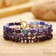 Buddha Stones Amethyst Garnet Emperor Stone Communication Triple Wrap Bracelet