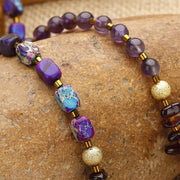 FREE Today: Strength and Courage Amethyst Garnet Emperor Stone Triple Wrap Bracelet