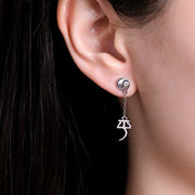 Buddha Stones 925 Sterling Silver Chinese Character 'Ping An' 'Xi Le' Protection Earrings Earrings BS 4