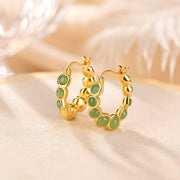 Buddha Stones 925 Sterling Silver Plated Gold Hetian Cyan Jade Pea Ear Clip Prosperity Earrings  (Extra 30% Off | USE CODE: FS30) - image 4