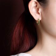 Buddha Stones 925 Sterling Silver Plated Gold Hetian Cyan Jade Pea Ear Clip Prosperity Earrings  (Extra 30% Off | USE CODE: FS30) - image 5