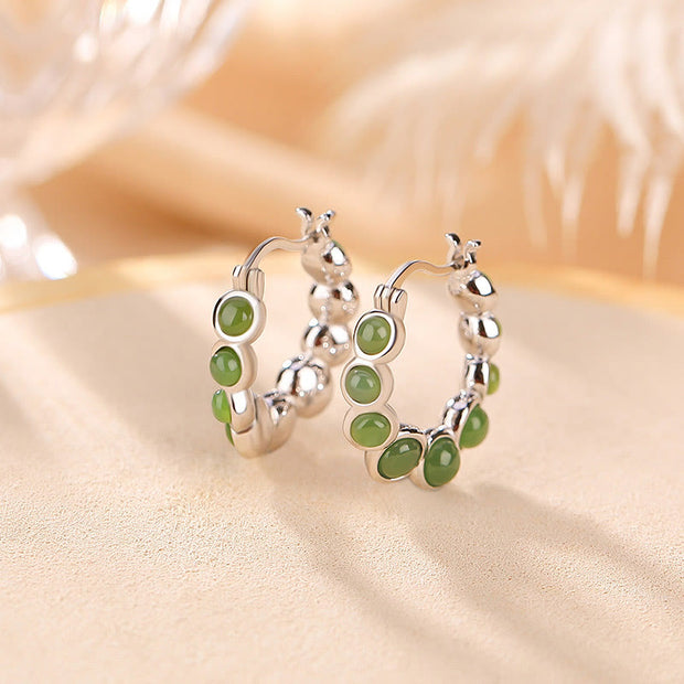 Buddha Stones 925 Sterling Silver Plated Gold Hetian Cyan Jade Pea Ear Clip Prosperity Earrings  (Extra 30% Off | USE CODE: FS30) - image 12