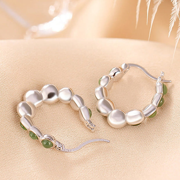 Buddha Stones 925 Sterling Silver Plated Gold Hetian Cyan Jade Pea Ear Clip Prosperity Earrings  (Extra 30% Off | USE CODE: FS30) - image 10