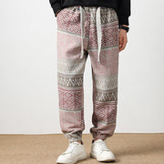 Buddha Stones Jacquard Knitting Casual Cotton Men's Pants With Pockets