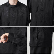 Buddha Stones Splicing Frog-button Jacquard Men's Shirts