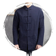 Buddha Stones Solid Color Casual Frog-button Men's Shirt Clothing - image 17