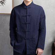 Buddha Stones Solid Color Casual Frog-button Men's Shirt Clothing - MidnightBlue - US/UK/AU44，EU54 (5XL) - image 6