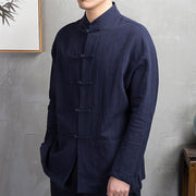 Buddha Stones Solid Color Casual Frog-button Men's Shirt Clothing - image 10