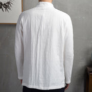 Buddha Stones Solid Color Casual Frog-button Men's Shirt Clothing - image 5