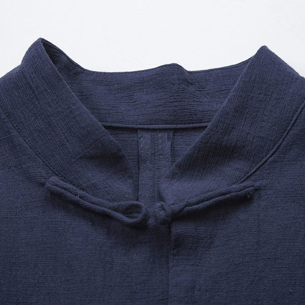 Buddha Stones Solid Color Casual Frog-button Men's Shirt Clothing - image 11