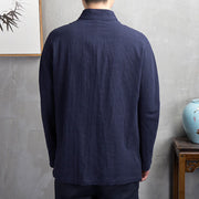 Buddha Stones Solid Color Casual Frog-button Men's Shirt Clothing - image 7