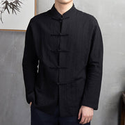 Buddha Stones Solid Color Casual Frog-button Men's Shirt Clothing - Black - US/UK/AU44，EU54 (5XL) - image 18