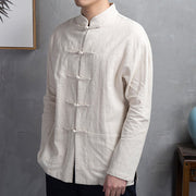 Buddha Stones Solid Color Casual Frog-button Men's Shirt Clothing - image 2