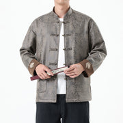 Buddha Stones Solid Color Suede Frog-button Cotton Men's Jacket Shirt Clothing With Pockets