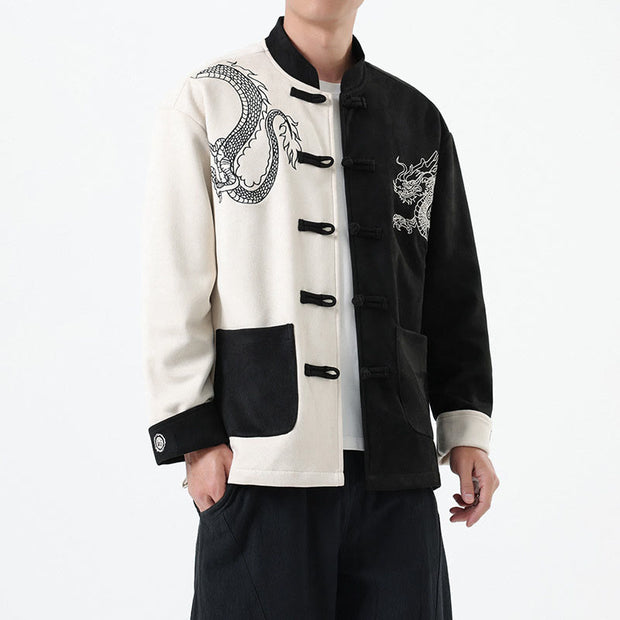 Buddha Stones Dragon Embroidery Casual Frog-button Cotton Men's Jacket Shirt Clothing (Extra 30% Off | USE CODE: FS30) - image 6