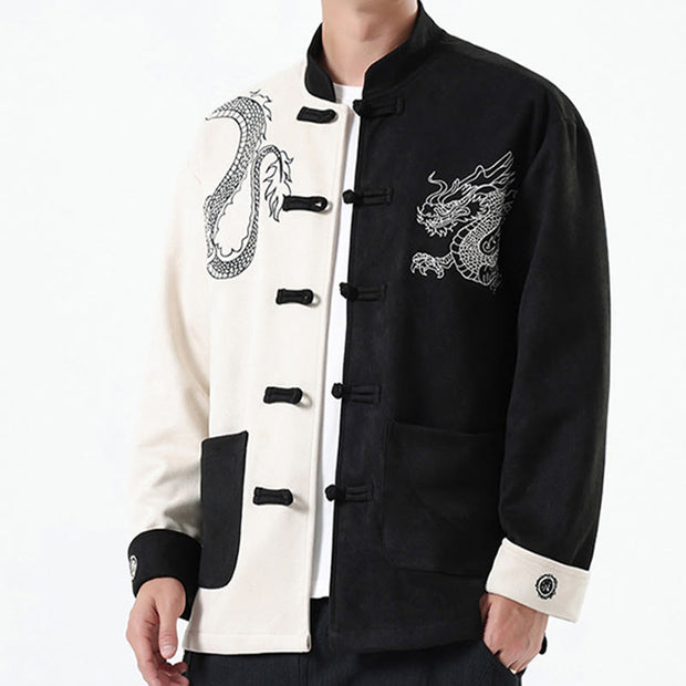 Buddha Stones Dragon Embroidery Casual Frog-button Cotton Men's Jacket Shirt Clothing (Extra 30% Off | USE CODE: FS30) - image 9