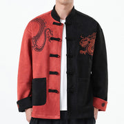Buddha Stones Dragon Embroidery Casual Frog-button Cotton Men's Jacket Shirt Clothing (Extra 30% Off | USE CODE: FS30) - LightCoral - US/UK/AU46，EU56 (5XL) - image 33