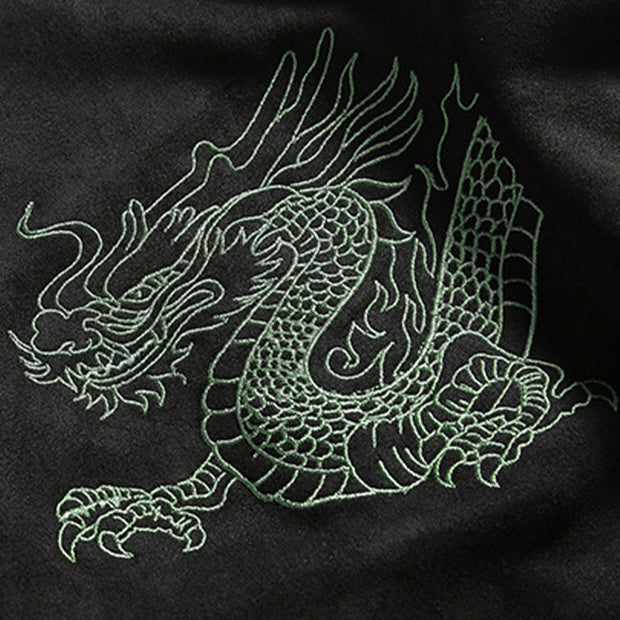 Buddha Stones Dragon Embroidery Casual Frog-button Cotton Men's Jacket Shirt Clothing Men's Jacket Shirt BS 24