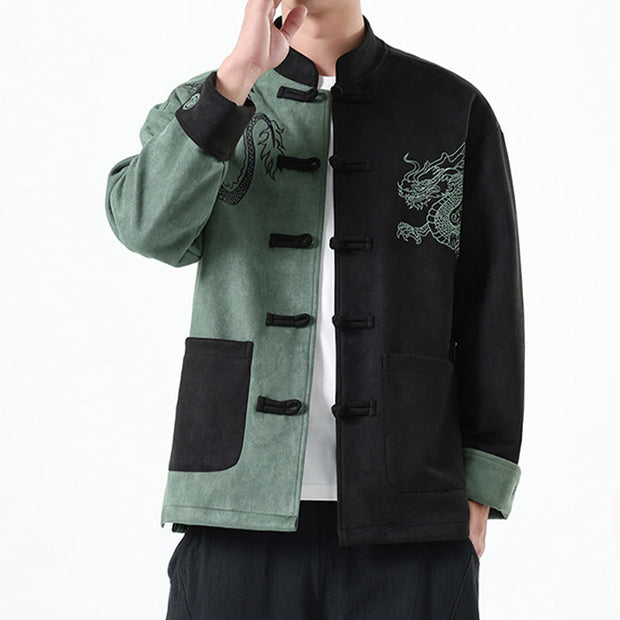 Buddha Stones Dragon Embroidery Casual Frog-button Cotton Men's Jacket Shirt Clothing (Extra 30% Off | USE CODE: FS30) - image 15