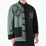 Buddha Stones Dragon Embroidery Casual Frog-button Cotton Men's Jacket Shirt Clothing (Extra 30% Off | USE CODE: FS30) - image 16