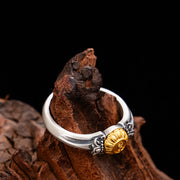 Buddha Stones 925 Sterling Silver Plated Gold Bodhisattva Tara Protection Adjustable Ring Ring BS 9