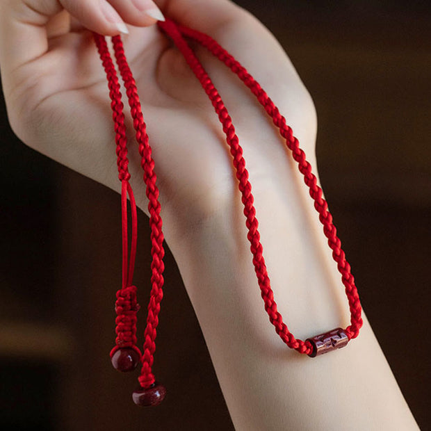 Buddha Stones Natural Cinnabar Calm Blessing Red String Belly Chain