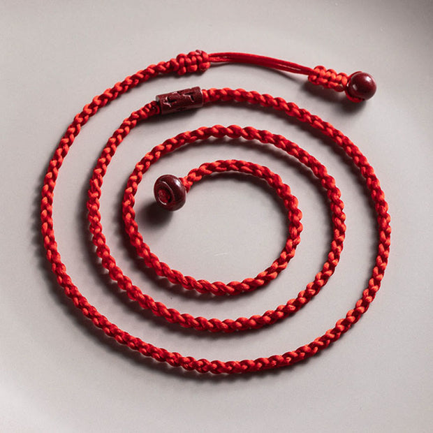 Buddha Stones Natural Cinnabar Calm Blessing Red String Belly Chain Belly Chain BS 2