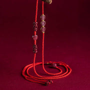 Buddha Stones Natural Cinnabar PiXiu Calm Blessing Red String Belly Chain