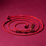 Buddha Stones Natural Cinnabar PiXiu Calm Blessing Red String Belly Chain