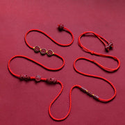 Buddha Stones Natural Cinnabar PiXiu Calm Blessing Red String Belly Chain