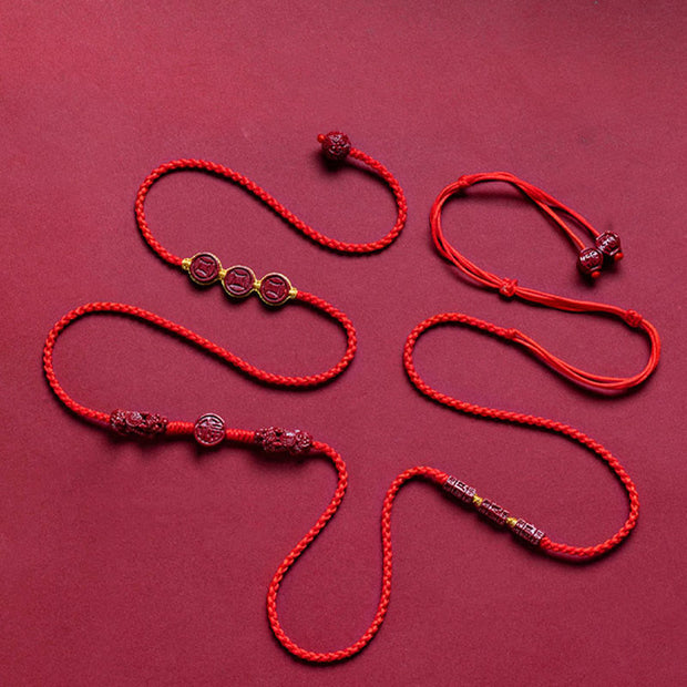 Buddha Stones Natural Cinnabar PiXiu Calm Blessing Red String Belly Chain Belly Chain BS 1