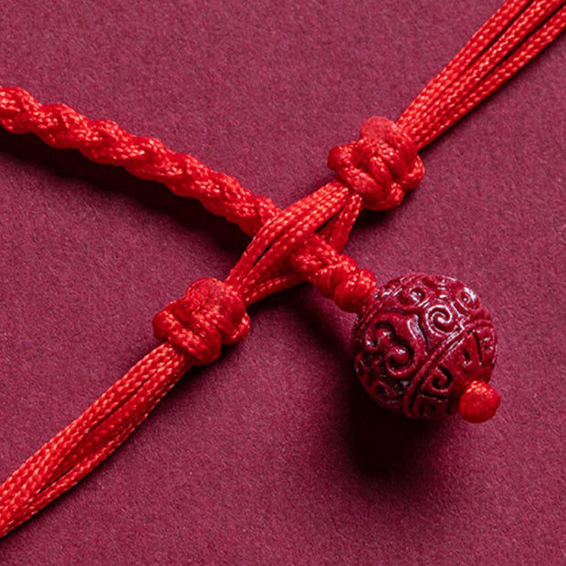 Buddha Stones Natural Cinnabar PiXiu Calm Blessing Red String Belly Chain