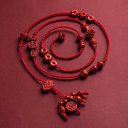 Buddha Stones Natural Cinnabar Calm Blessing Red String Belly Chain Belly Chain BS 117