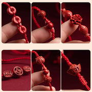 Buddha Stones Natural Cinnabar Calm Blessing Red String Belly Chain Belly Chain BS 10