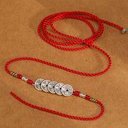 Buddha Stones 999 Sterling Silver Blessing Red String Belly Chain Belly Chain BS 15