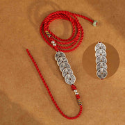 Buddha Stones 999 Sterling Silver Blessing Red String Belly Chain Belly Chain BS 16