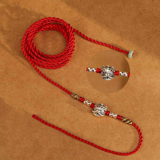 Buddha Stones 999 Sterling Silver Blessing Red String Belly Chain