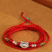 Buddha Stones 999 Sterling Silver Blessing Red String Belly Chain