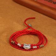 Buddha Stones 999 Sterling Silver Blessing Red String Belly Chain Belly Chain BS Loong Shape