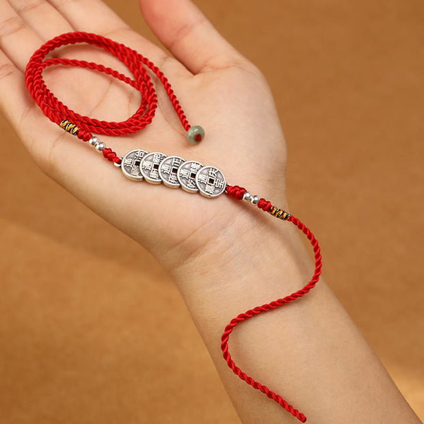 Buddha Stones 999 Sterling Silver Blessing Red String Belly Chain Belly Chain BS 23