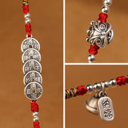 Buddha Stones 999 Sterling Silver Blessing Red String Belly Chain Belly Chain BS 21