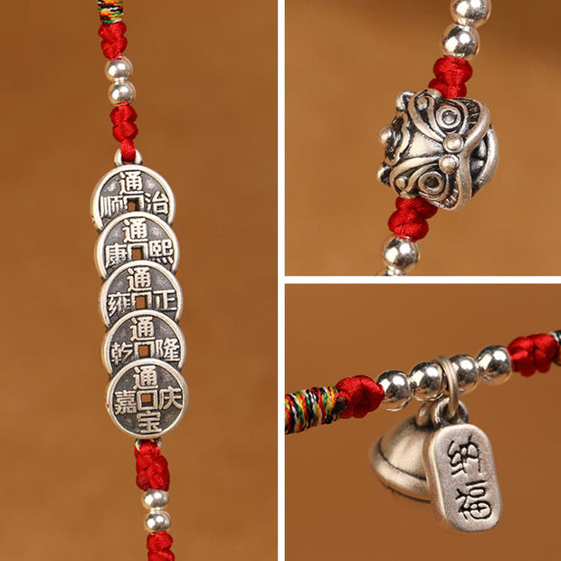 Buddha Stones 999 Sterling Silver Blessing Red String Belly Chain Belly Chain BS 21