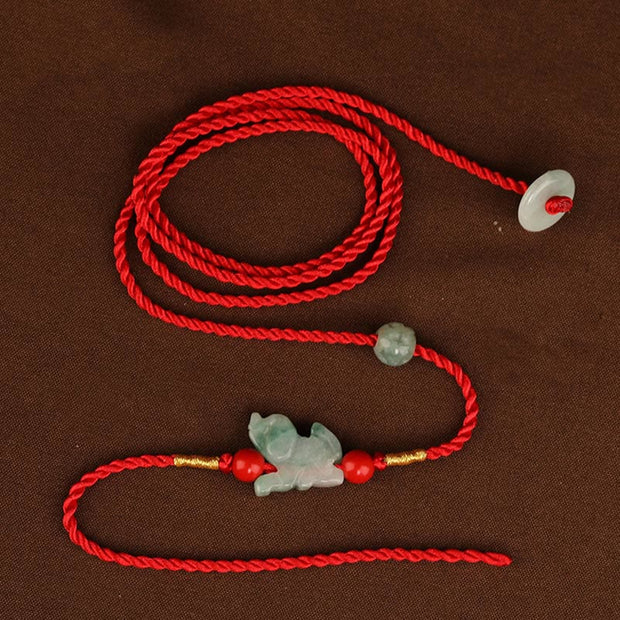 Buddha Stones Jade Peace Buckle Blessing Red String Belly Chain Belly Chain BS 3