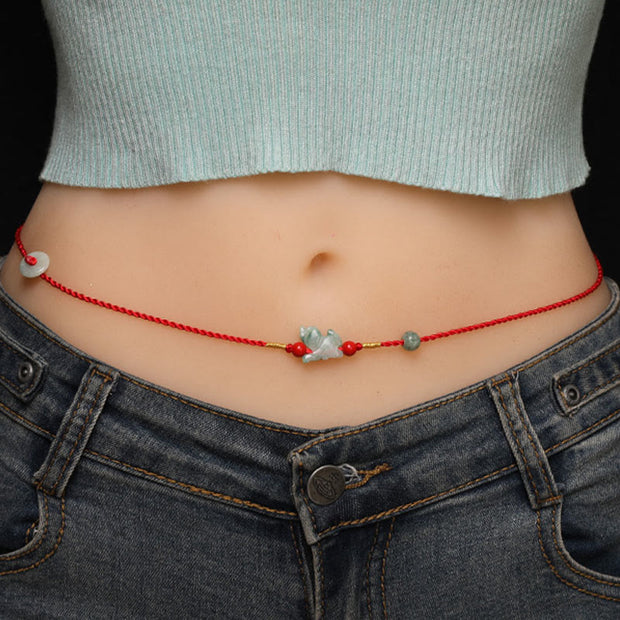 Buddha Stones Jade Peace Buckle Blessing Red String Belly Chain