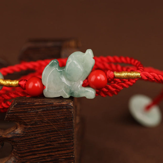 Buddha Stones Jade Peace Buckle Blessing Red String Belly Chain Belly Chain BS 15