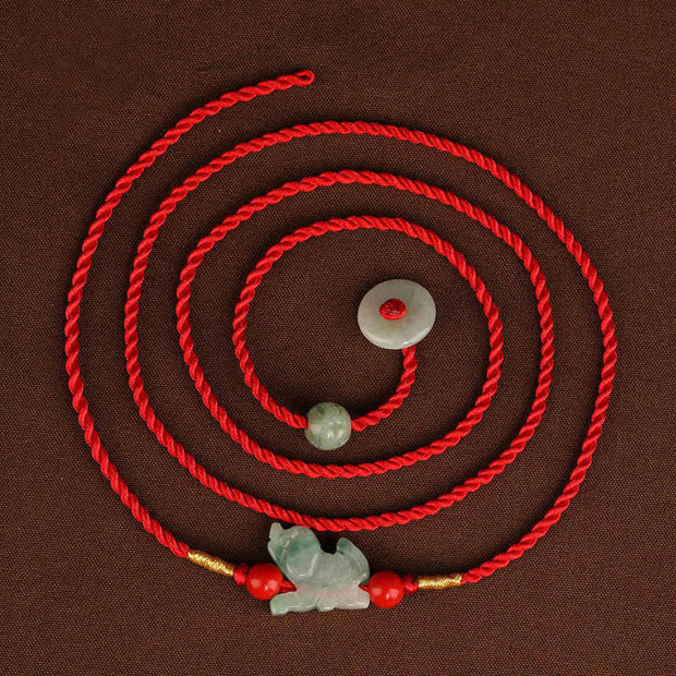 Buddha Stones Jade Peace Buckle Blessing Red String Belly Chain Belly Chain BS 10