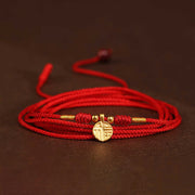 Buddha Stone 999 Solid Gold Red String Belly Chain