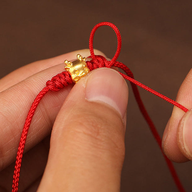 Buddha Stone 999 Solid Gold Red String Belly Chain