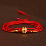 Buddha Stone 999 Solid Gold Red String Belly Chain